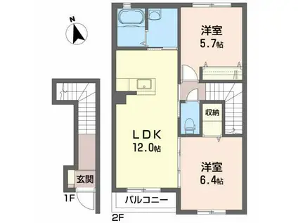 ブランフルール(2LDK/2階)の間取り写真