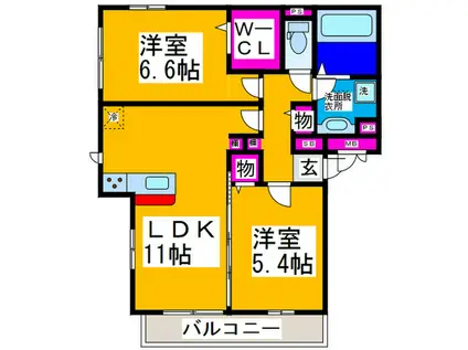 グラン ソレイユ(2LDK/3階)の間取り写真