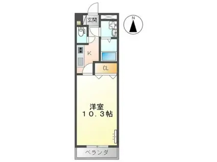 クオリティハイムK(1K/2階)の間取り写真