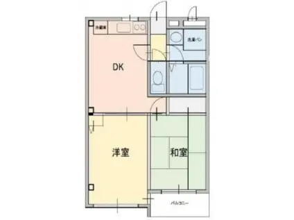 都営新宿線 船堀駅 徒歩5分 4階建 築29年(2DK/1階)の間取り写真