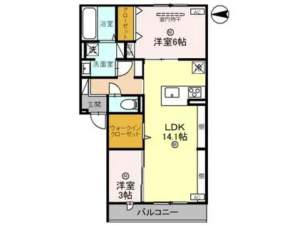 カーサ フェリーチェ(2LDK/2階)の間取り写真