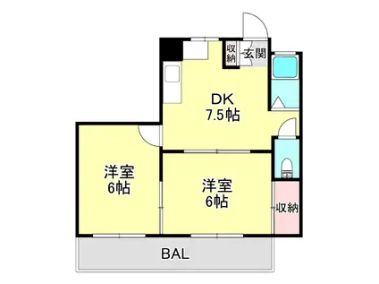 サン・シャトー王子(2DK/4階)の間取り写真