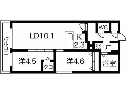 グランベルオオエ(2LDK/5階)の間取り写真