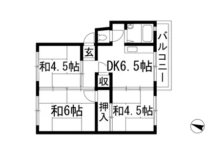 伊丹池尻1(3DK/5階)の間取り写真