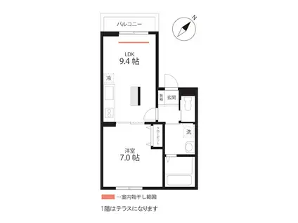 クワイエット クラブ ハウス トゥギャザー ウィズビー生麦(1LDK/1階)の間取り写真