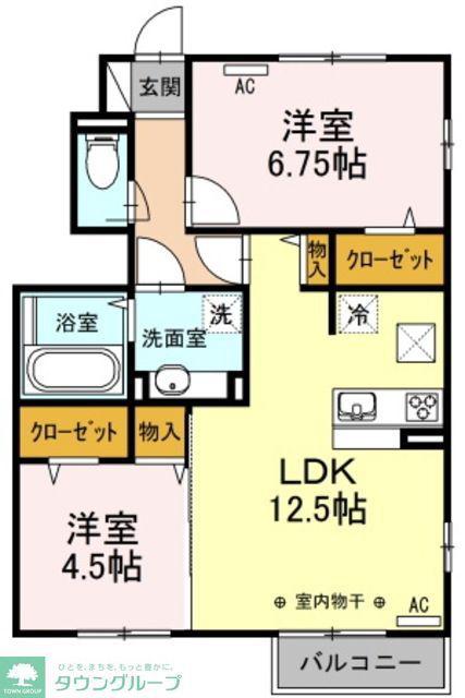 アーブルクロシェットD棟(2LDK/1階)の間取り写真