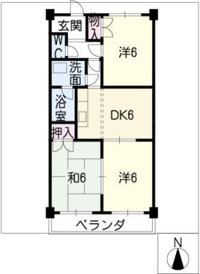 クレールナガタ(3DK/3階)の間取り写真