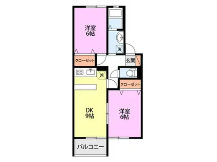 サンバレイ・ニッコーD(2DK/1階)の間取り写真