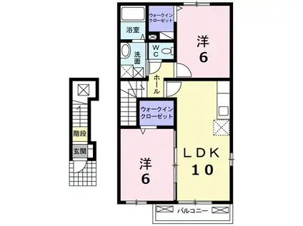 グリシーヌ(2LDK/2階)の間取り写真