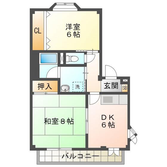 ソリトンハウス(2DK/2階)の間取り写真