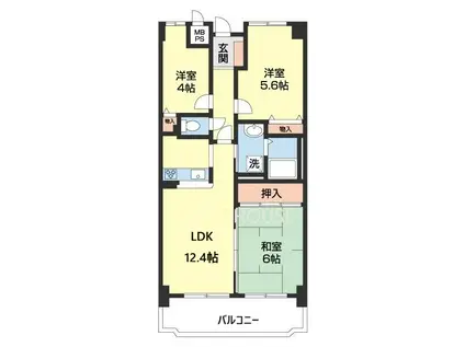 ライオンズマンション和歌山関戸壱番館(3LDK/2階)の間取り写真