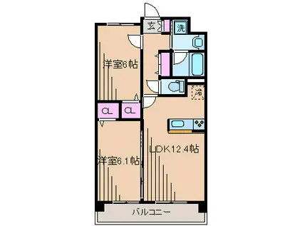 レフィナード(2LDK/3階)の間取り写真