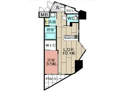 ウィングス重住(1LDK/4階)の間取り写真