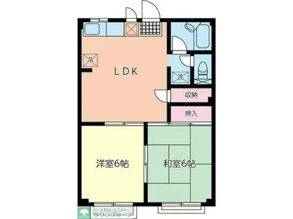 パーラメントI(2LDK/3階)の間取り写真