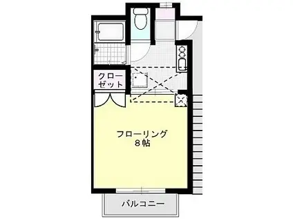 グランブルー(1K/2階)の間取り写真