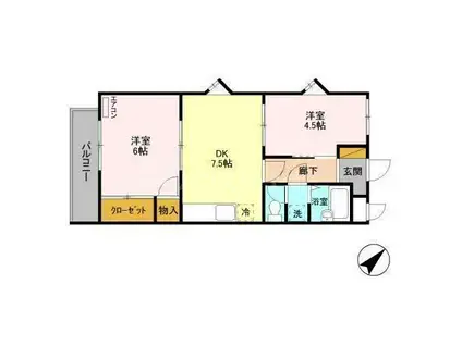 シャトーヤジマ(2DK/3階)の間取り写真