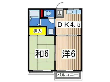 メイゾン長嶋(2DK/2階)の間取り写真