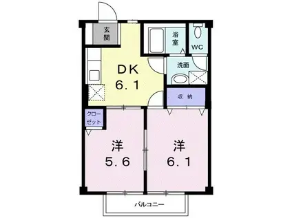 カーサエクセレンテ(2DK/1階)の間取り写真