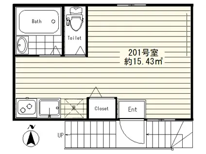 コート神楽坂(ワンルーム/2階)の間取り写真