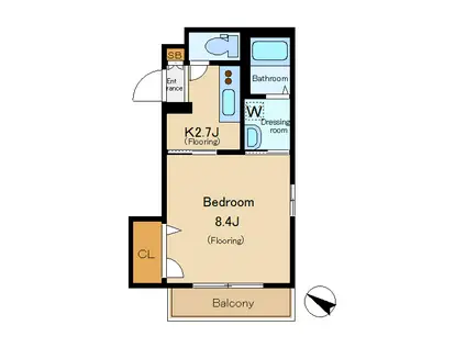 IDEAL(1K/2階)の間取り写真