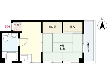 栗本ビル(1K/5階)の間取り写真