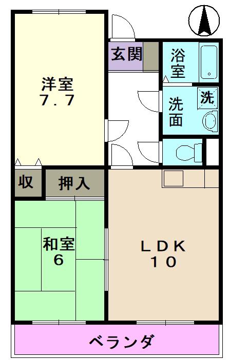 ヴィラヤマト(2LDK/4階)の間取り写真