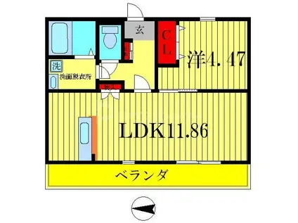 エクシード新松戸(1LDK/2階)の間取り写真