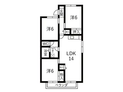シュプール21(2LDK/1階)の間取り写真