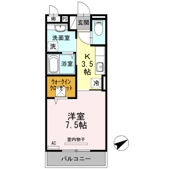 ル メルシェ(1K/1階)の間取り写真