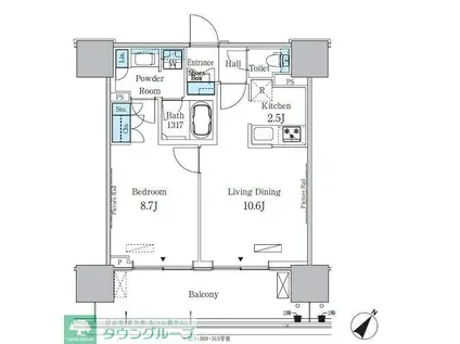 HARUMI FLAG PORT VILLAGE A棟(1LDK/13階)の間取り写真