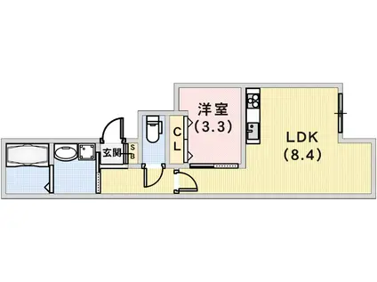 C-GRID神戸脇浜(1LDK/1階)の間取り写真