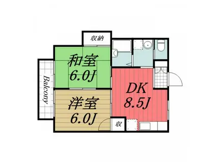 パークサイドヒルII(2DK/1階)の間取り写真