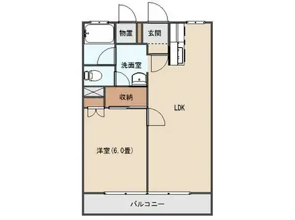 テラスK(1LDK/2階)の間取り写真