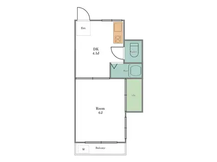 アモイビル(1DK/4階)の間取り写真