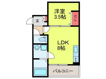 生野区巽南1丁目AP(1LDK/3階)の間取り写真