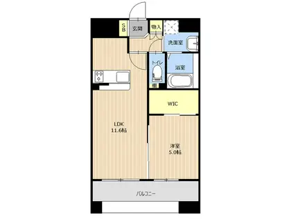 LIBTH坪井(1LDK/12階)の間取り写真