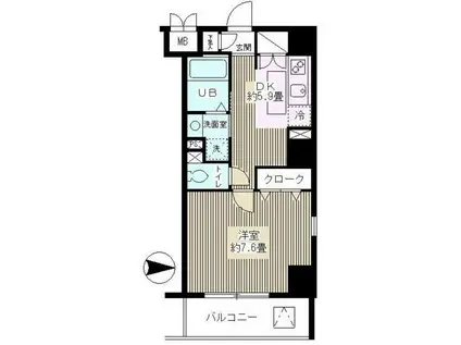 MLコート木場(1DK/7階)の間取り写真