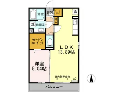 リベラマーロII(1LDK/3階)の間取り写真
