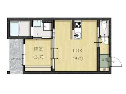 エクシア廿日市(1LDK/3階)の間取り写真