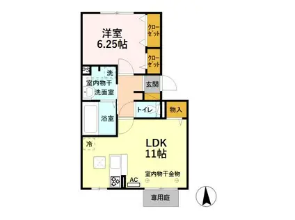 パルティール・リヴ(1LDK/1階)の間取り写真