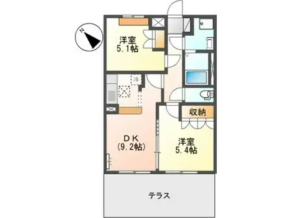 リバティタウン1番館(2DK/1階)の間取り写真