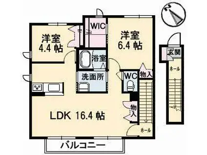 エストレラ(1LDK/2階)の間取り写真