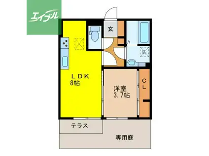 D-ROOM古野(1LDK/1階)の間取り写真