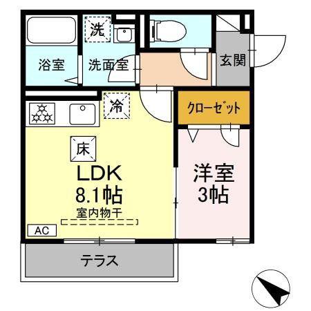 レジデンス代官町(1LDK/1階)の間取り写真