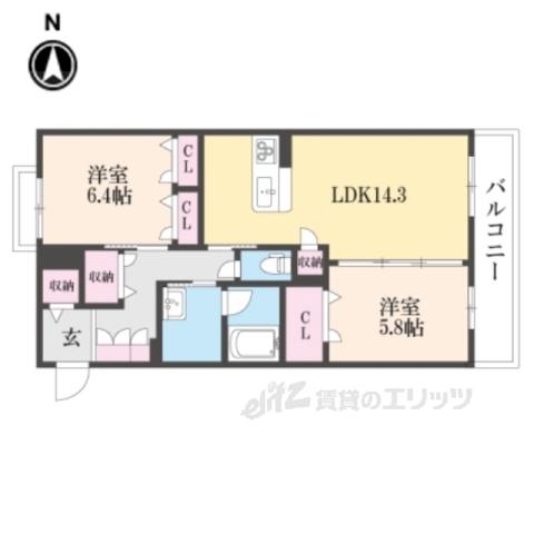 シャーメゾンレジデンスあすか(2LDK/3階)の間取り写真