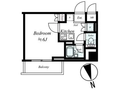 ルーブル都立家政参番館(1K/2階)の間取り写真