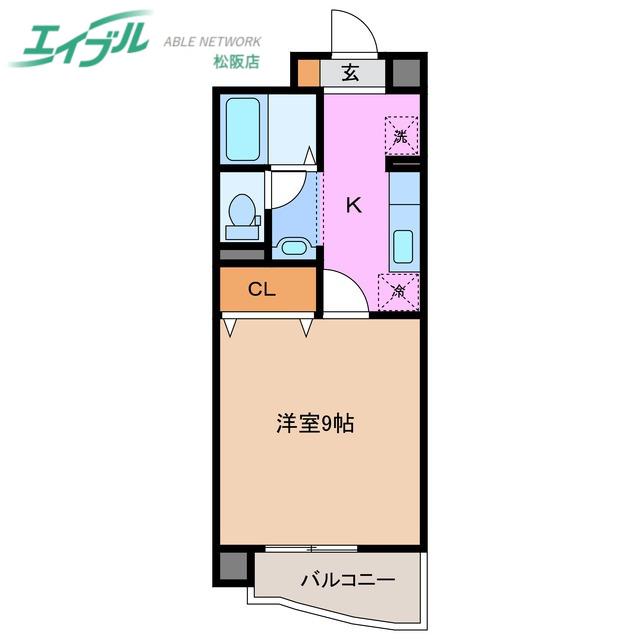 パレドールKONISHI(1K/1階)の間取り写真