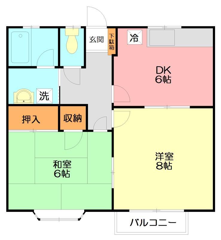 サンリバー桜台(2DK/2階)の間取り写真