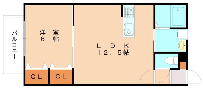 MOON赤坂A棟(1LDK/1階)の間取り写真