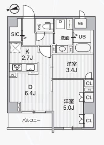 ALIVIS中野(2DK/2階)の間取り写真